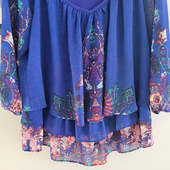 Joseph Ribkoff Layered Damask Paisley 3/4 Sleeve Blouse US 6 - Picture 8 of 10